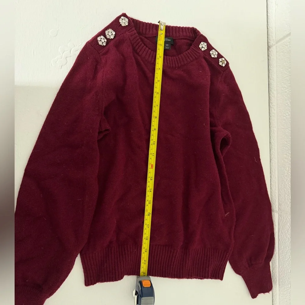 J. Crew Burgundy Sweater with Diamond Details size XS